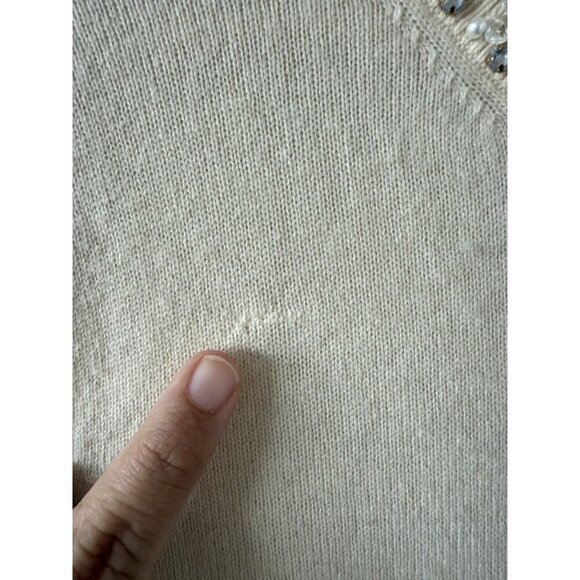 Kate Spade Elizabeth Be Dazzled Wool Ivory Beaded Pearl Cardigan Timeless Dainty - Picture 8 of 10